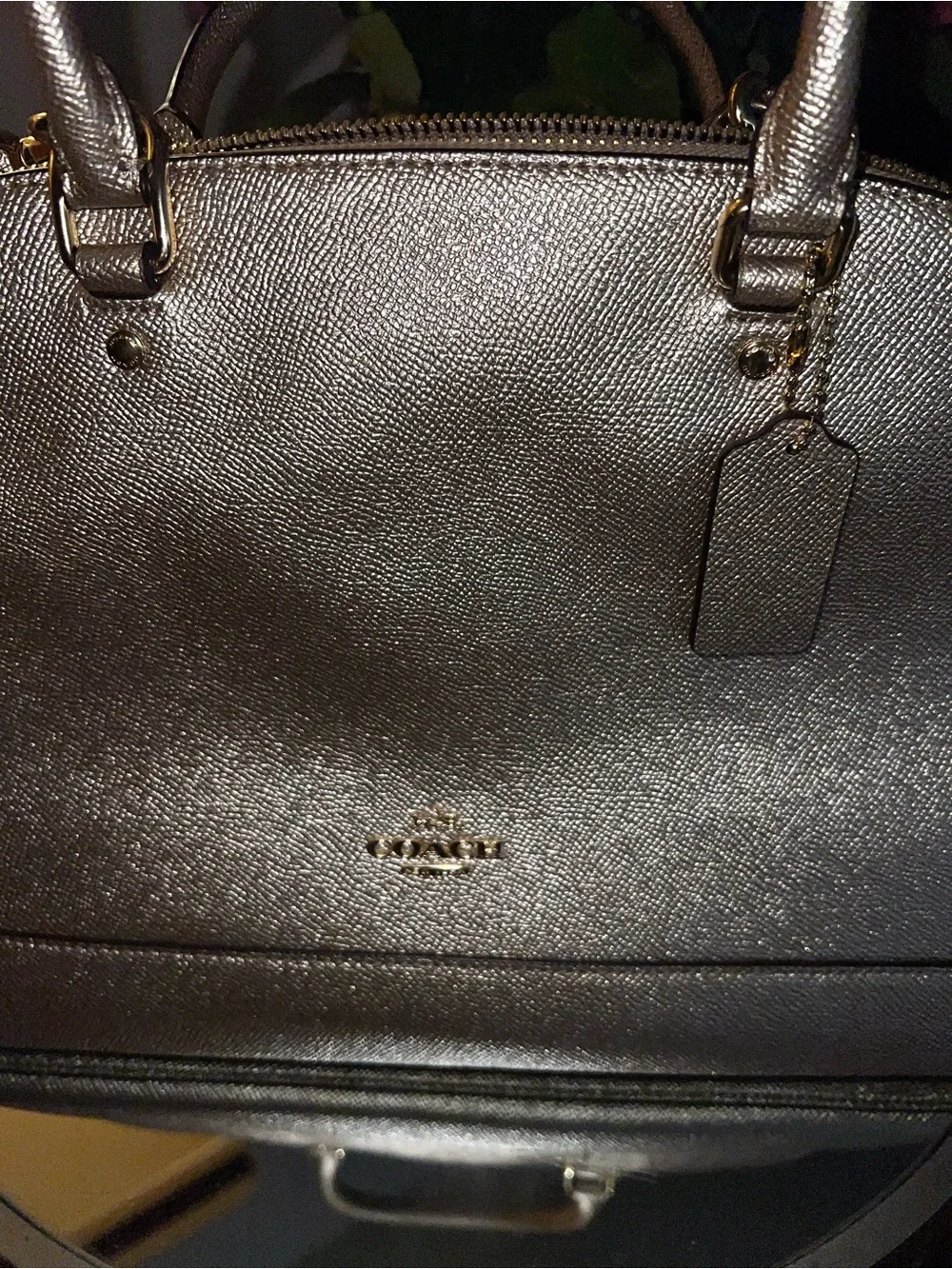 Coach Silver Dome Satchel with Gold-Tone Hardware